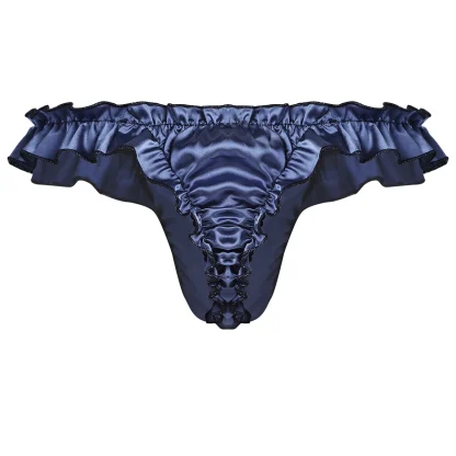 Men's Ruffled Shiny Thong Panties - Image 2