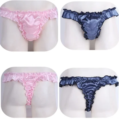 Men's Ruffled Shiny Thong Panties - Image 6