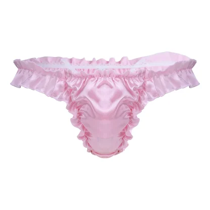 Men's Ruffled Shiny Thong Panties - Image 5