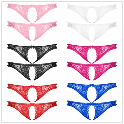 Crotchless Sheer Lace Panties - Image 7