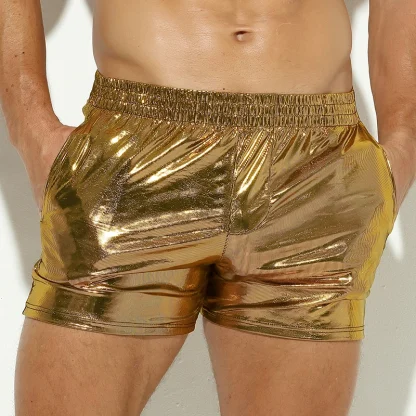 Shiny Elastic Boxer Briefs with Pocket