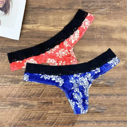 Floral Lace Trim Panties - Image 6