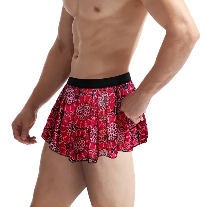 Floral Pleated Men's Skirts