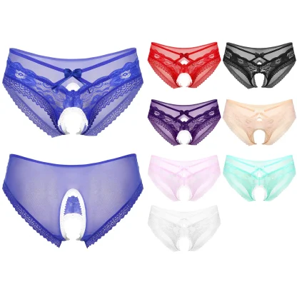 Sheer Floral Open Crotch Panties - Image 6