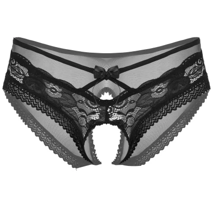 Sheer Floral Open Crotch Panties